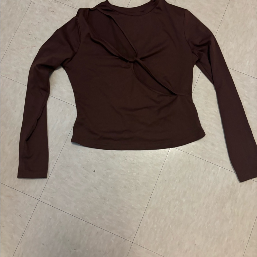 Missguided Brown Fitted Tie Front Blouse